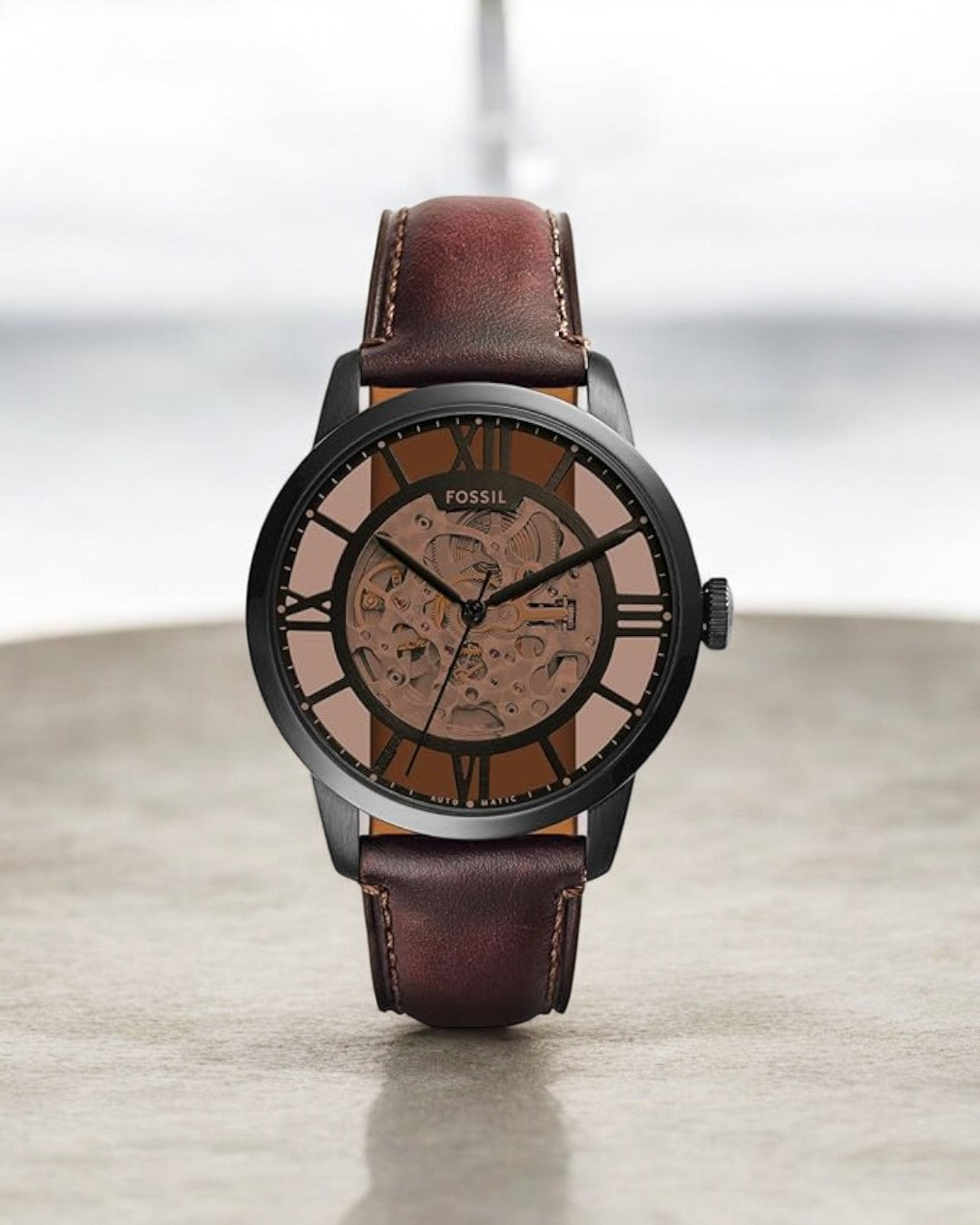 Foss-il Analog Brown Dial Men's Leather Band Watch